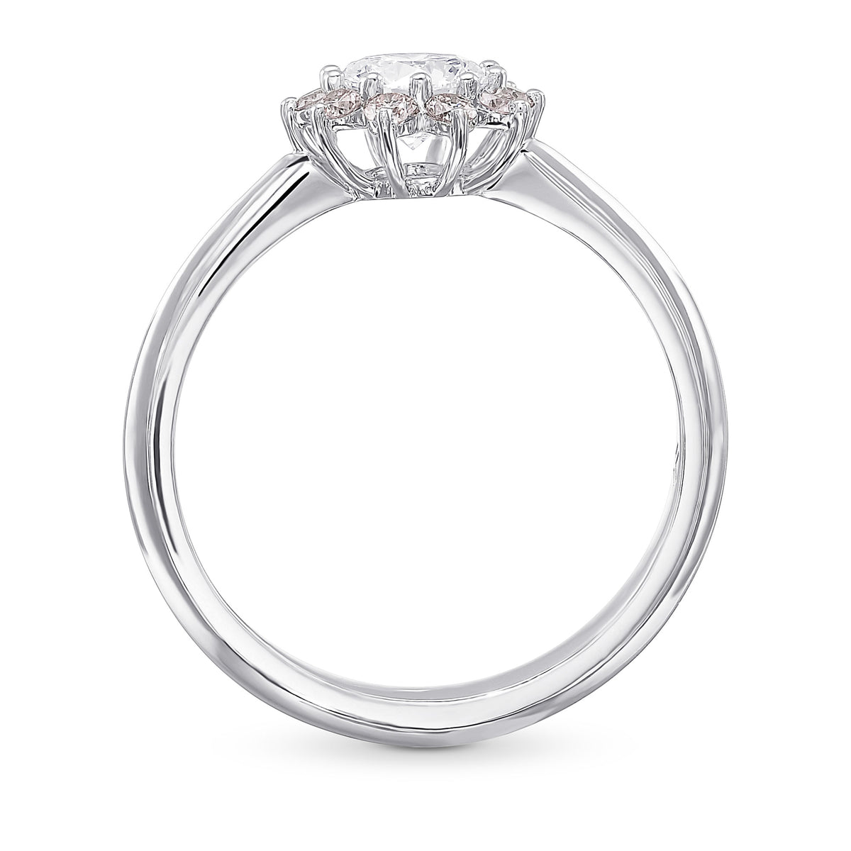 GIA White and Pink Diamond Engagement Halo Ring