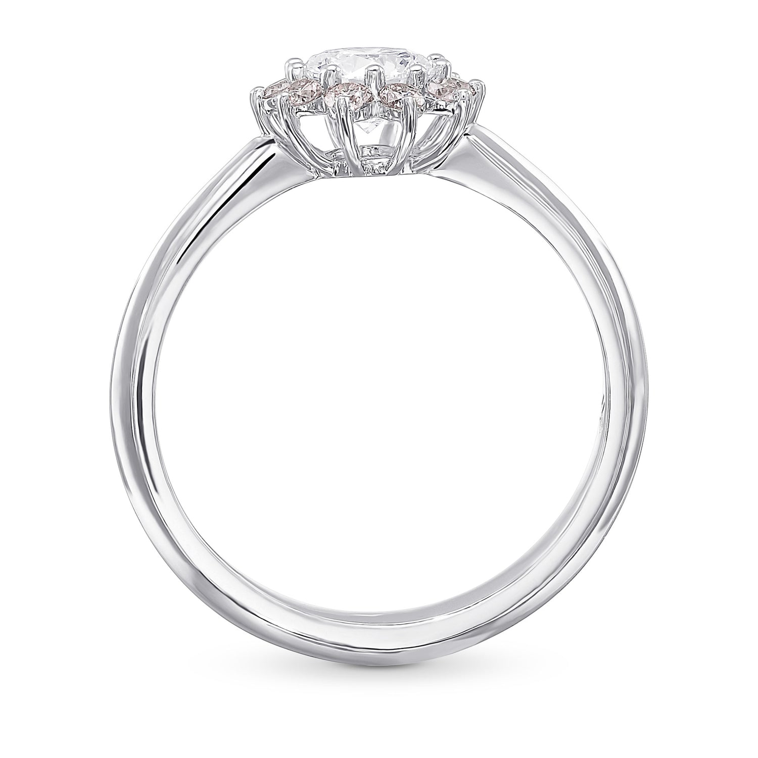 GIA White and Pink Diamond Engagement Halo Ring