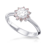 GIA White and Pink Diamond Engagement Halo Ring