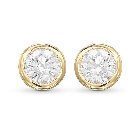 Round Bezel-set Diamond Earrings