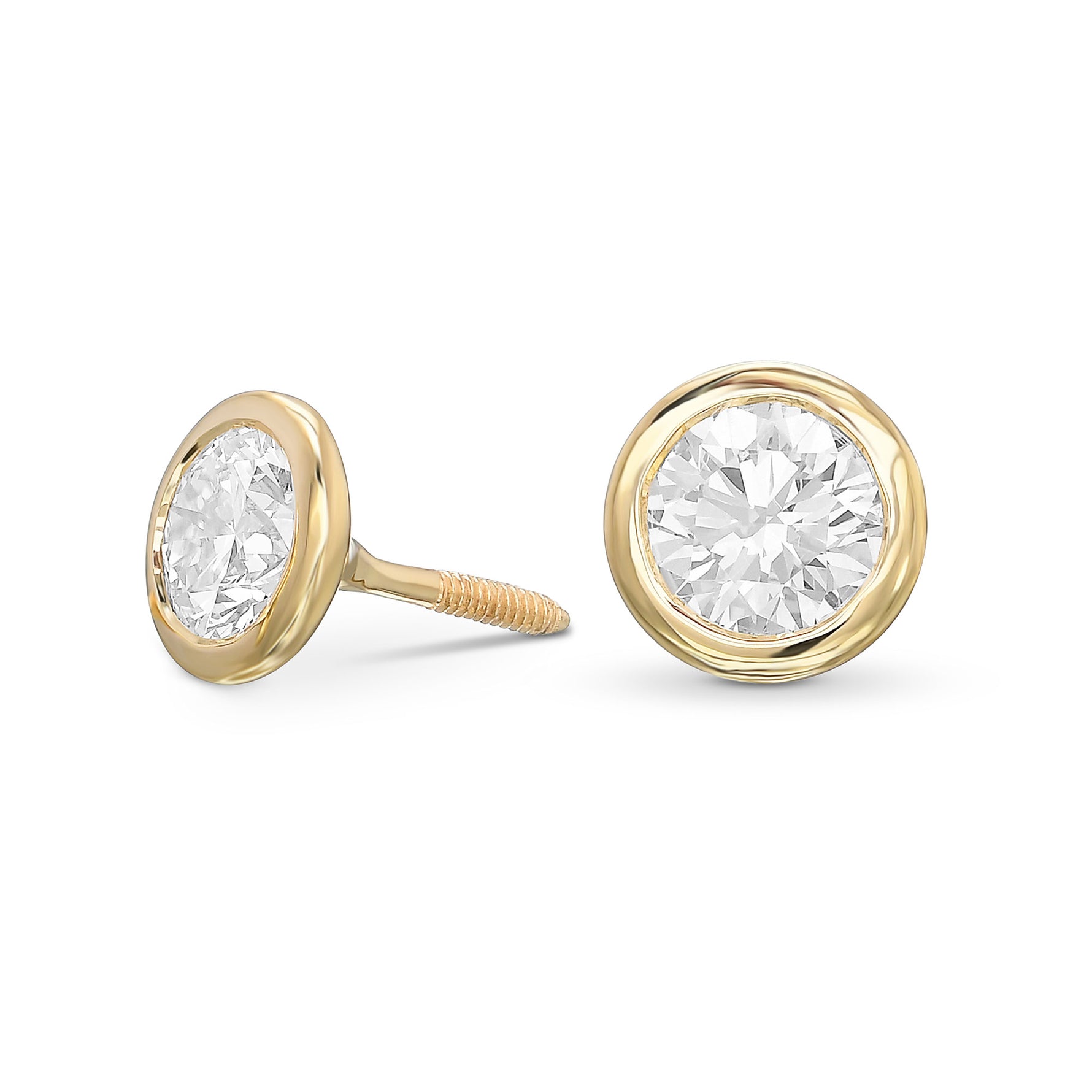 Round Bezel-set Diamond Earrings