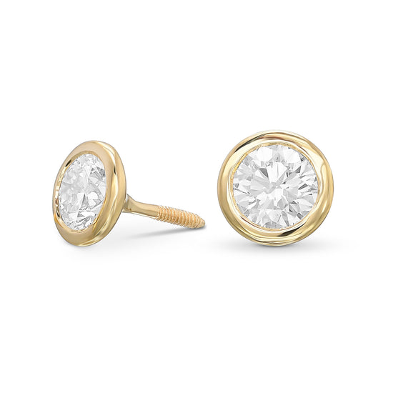 Round Bezel-set Diamond Earrings