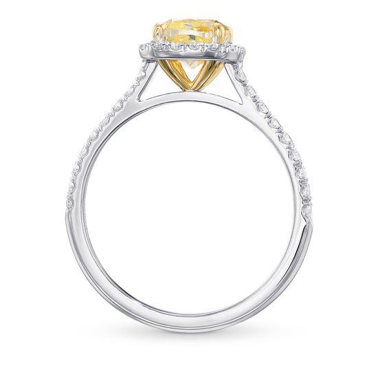 Fancy Light Yellow Cushion Diamond Halo Ring  