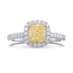 Fancy Light Yellow Cushion Diamond Halo Ring  