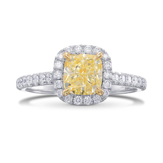 Fancy Light Yellow Cushion Diamond Halo Ring  