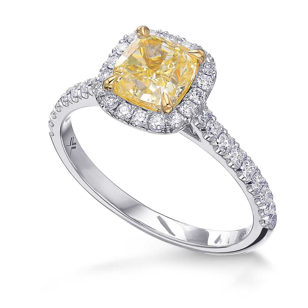 Fancy Light Yellow Cushion Diamond Halo Ring  
