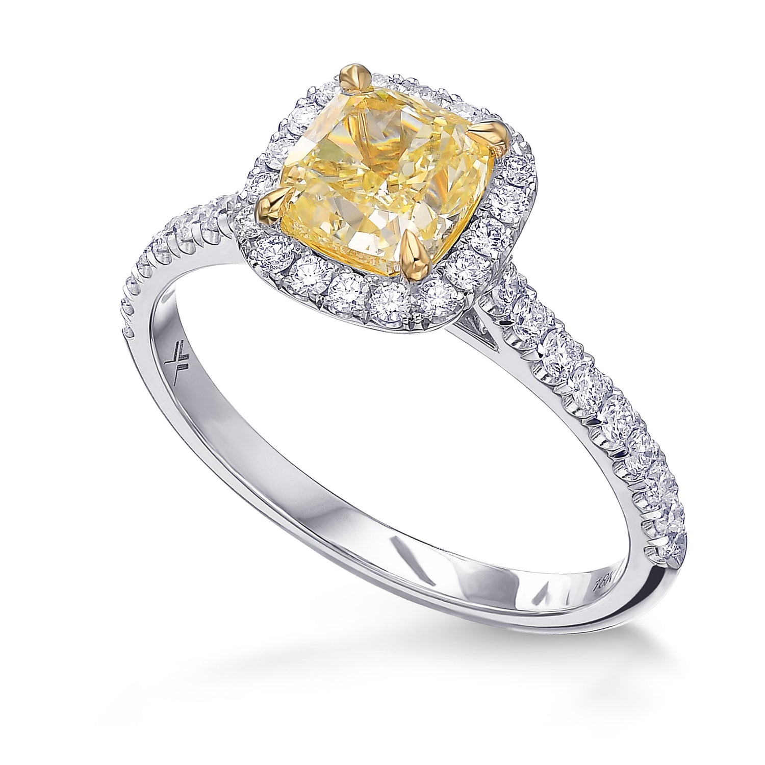 Fancy Light Yellow Cushion Diamond Halo Ring  