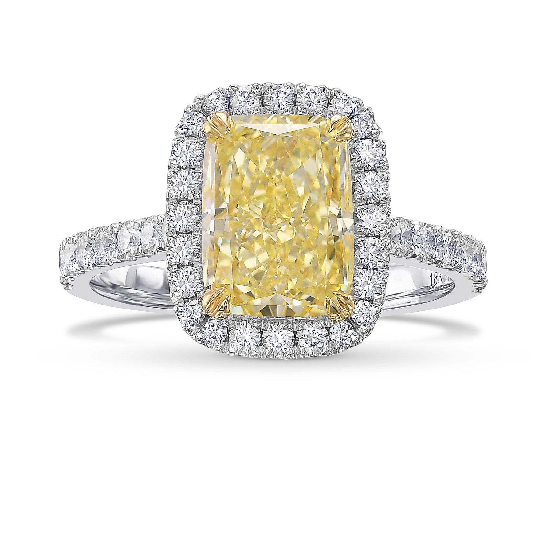 Fancy Yellow Cushion Halo Diamond Ring