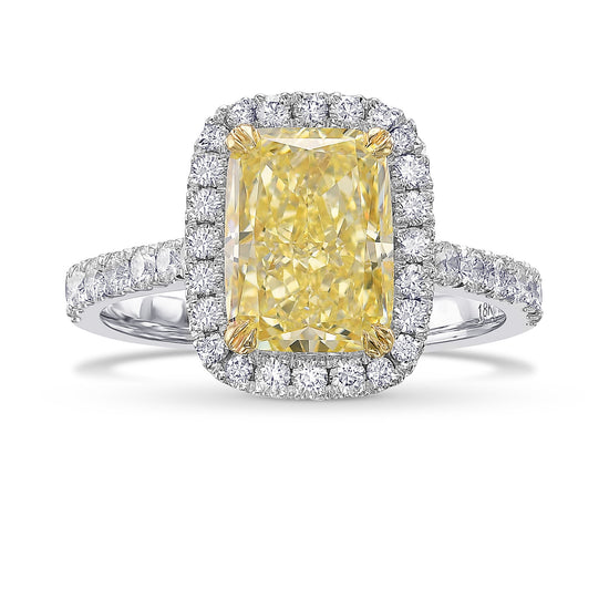 Fancy Yellow Cushion Halo Diamond Ring