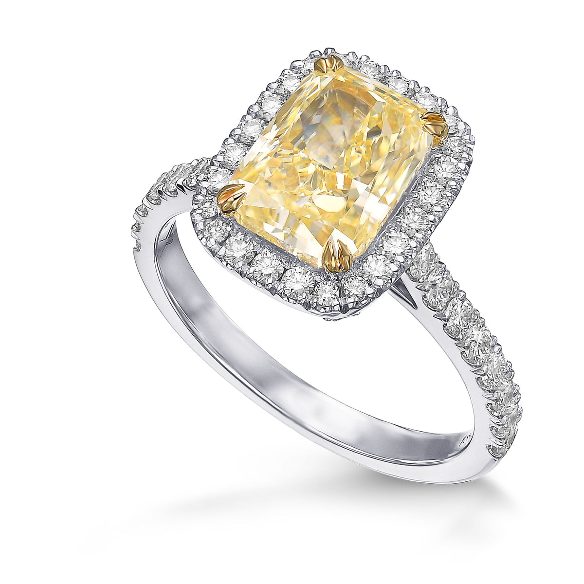 Fancy Yellow Cushion Halo Diamond Ring
