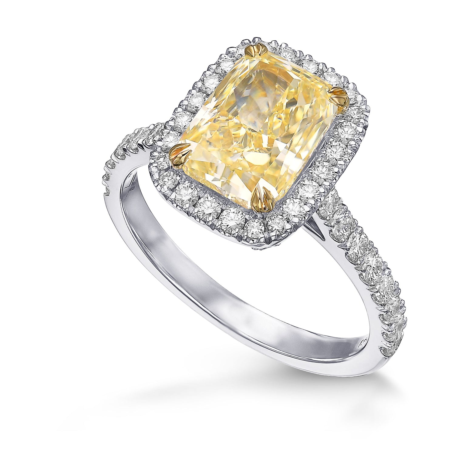 Fancy Yellow Cushion Halo Diamond Ring