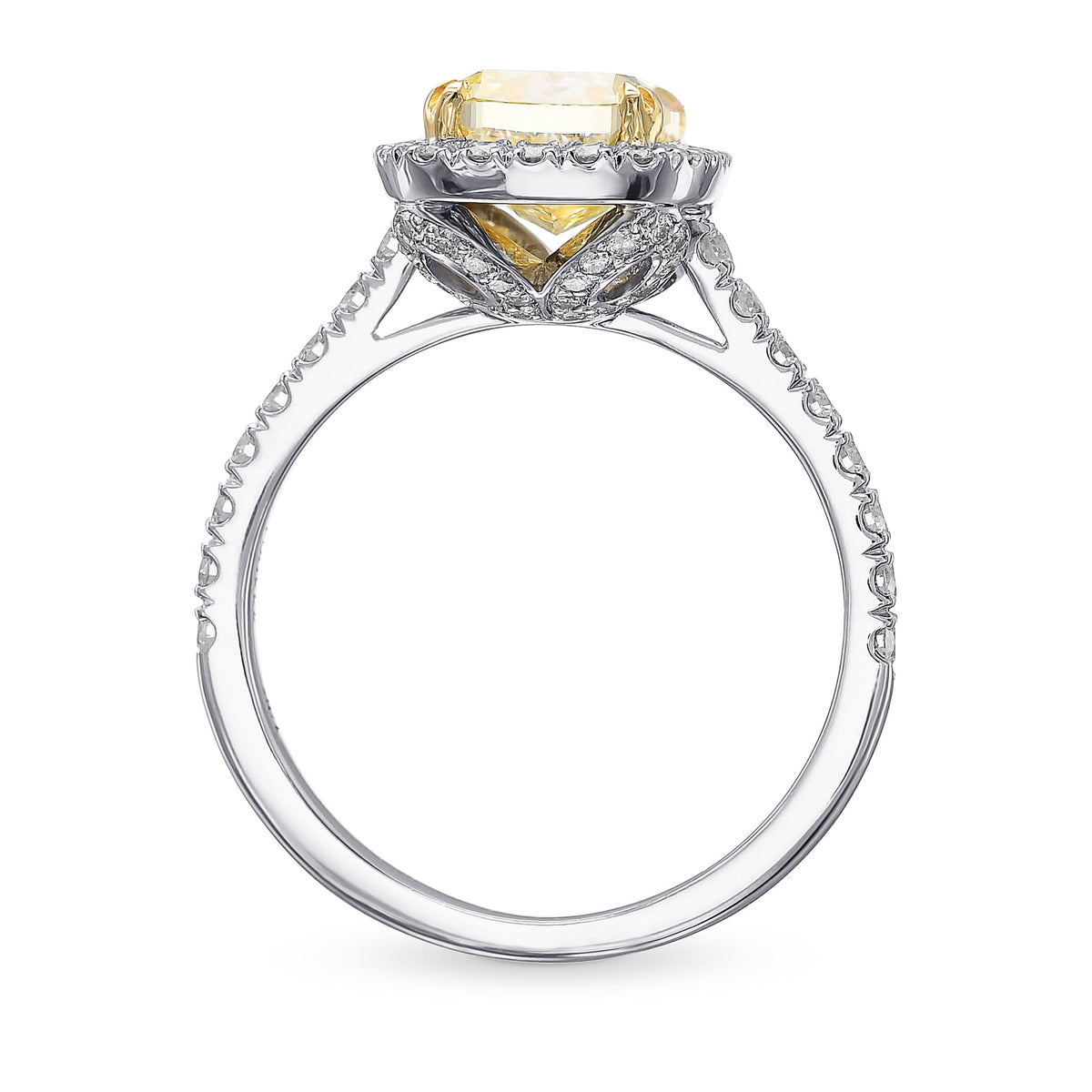 Fancy Yellow Cushion Halo Diamond Ring