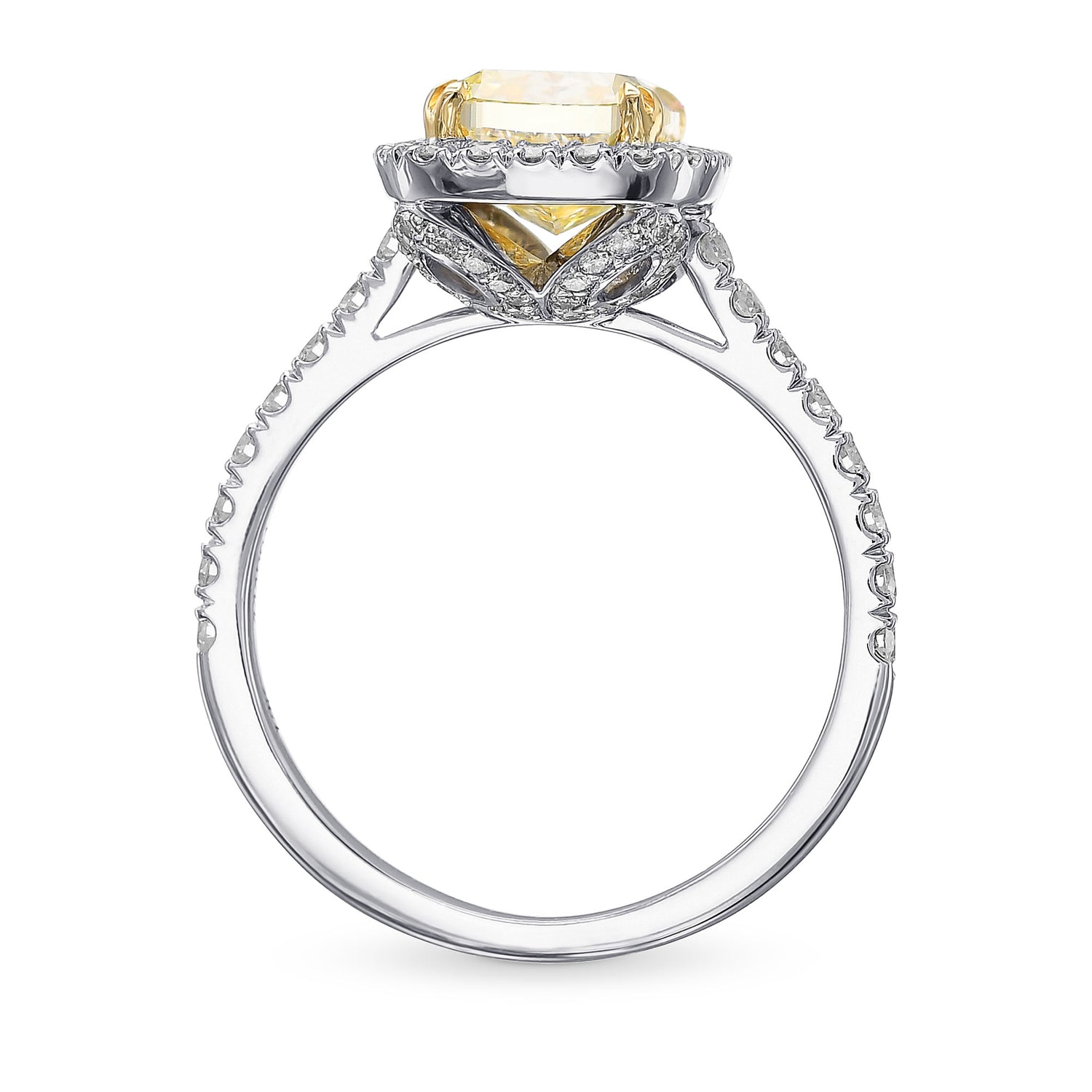 Fancy Yellow Cushion Halo Diamond Ring