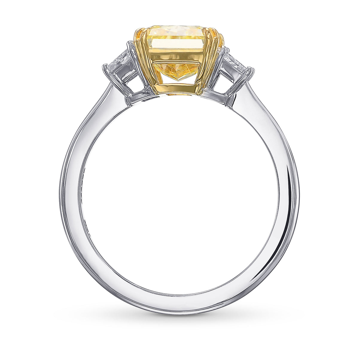 Fancy Light Yellow Radiant 3 Stone Diamond Ring