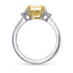 Fancy Light Yellow Radiant 3 Stone Diamond Ring