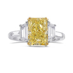 Fancy Light Yellow Radiant 3 Stone Diamond Ring