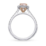 Fancy Brownish Pink Cushion Halo Diamond Ring