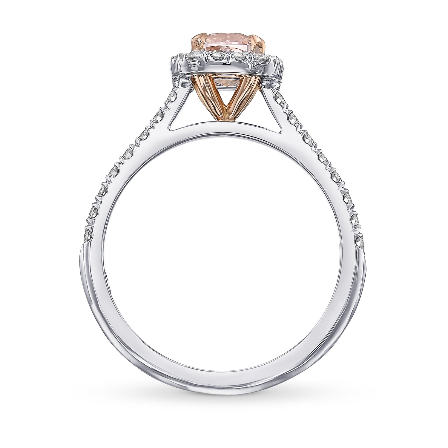 Fancy Brownish Pink Cushion Halo Diamond Ring