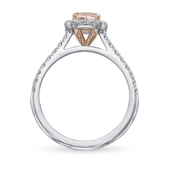 Fancy Brownish Pink Cushion Halo Diamond Ring