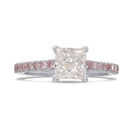 Princess-cut & Pink Diamond Side Stone Engagement Ring