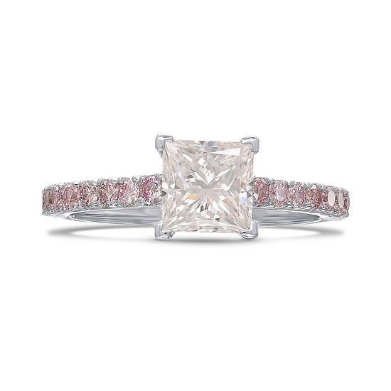 Princess-cut & Pink Diamond Side Stone Engagement Ring