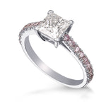 Princess-cut & Pink Diamond Side Stone Engagement Ring