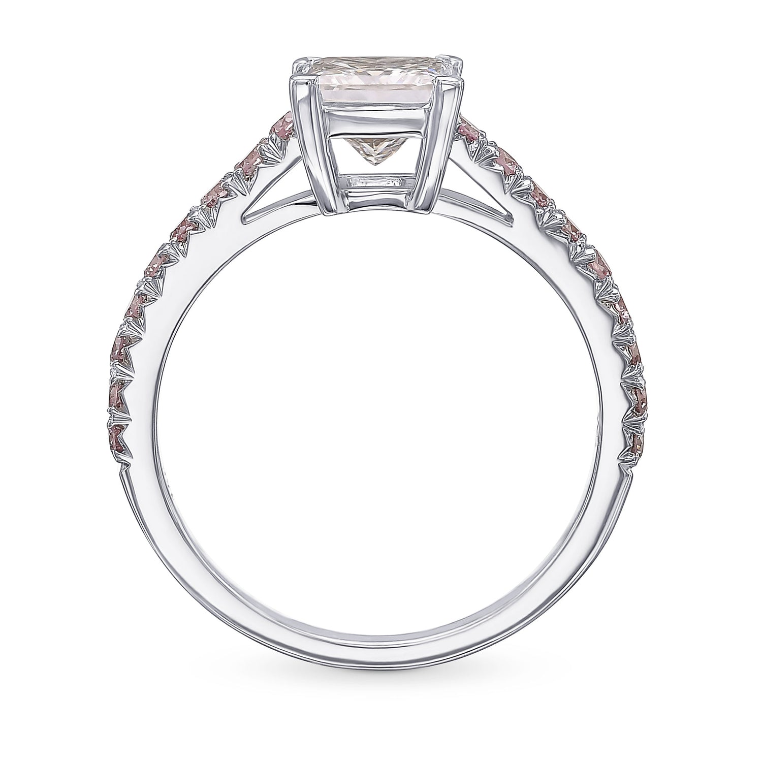 Princess-cut & Pink Diamond Side Stone Engagement Ring