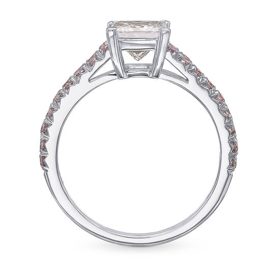 Princess-cut & Pink Diamond Side Stone Engagement Ring