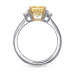 Fancy Intense Yellow Radiant and Trapezoid 3-stone Diamond Ring 
