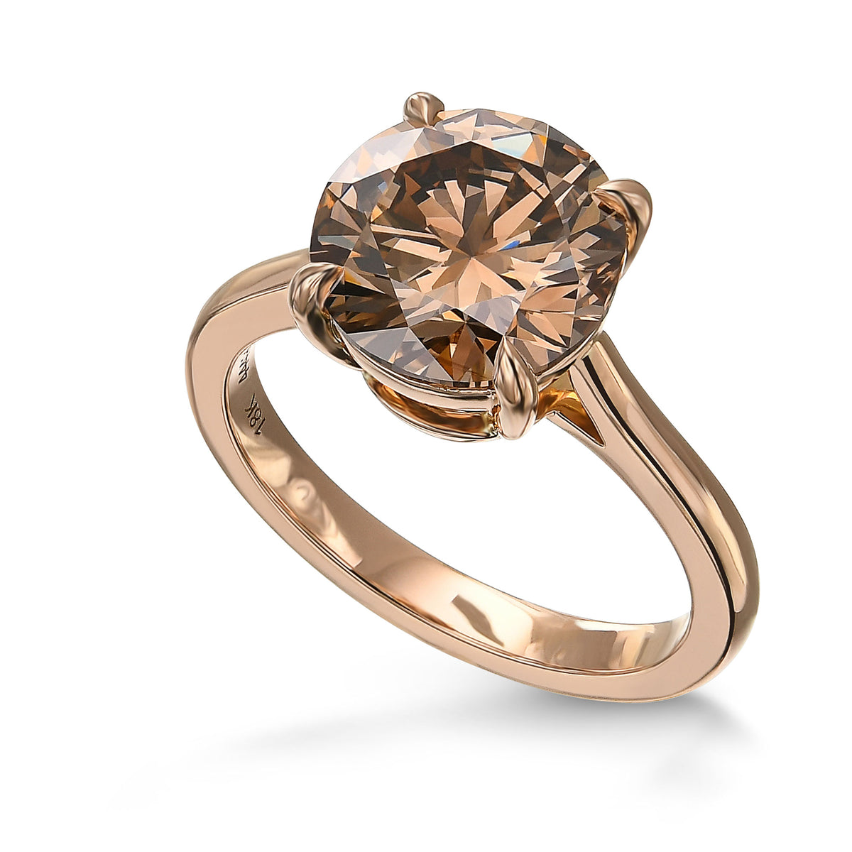 Fancy Yellow Brown Round Solitaire Diamond Ring