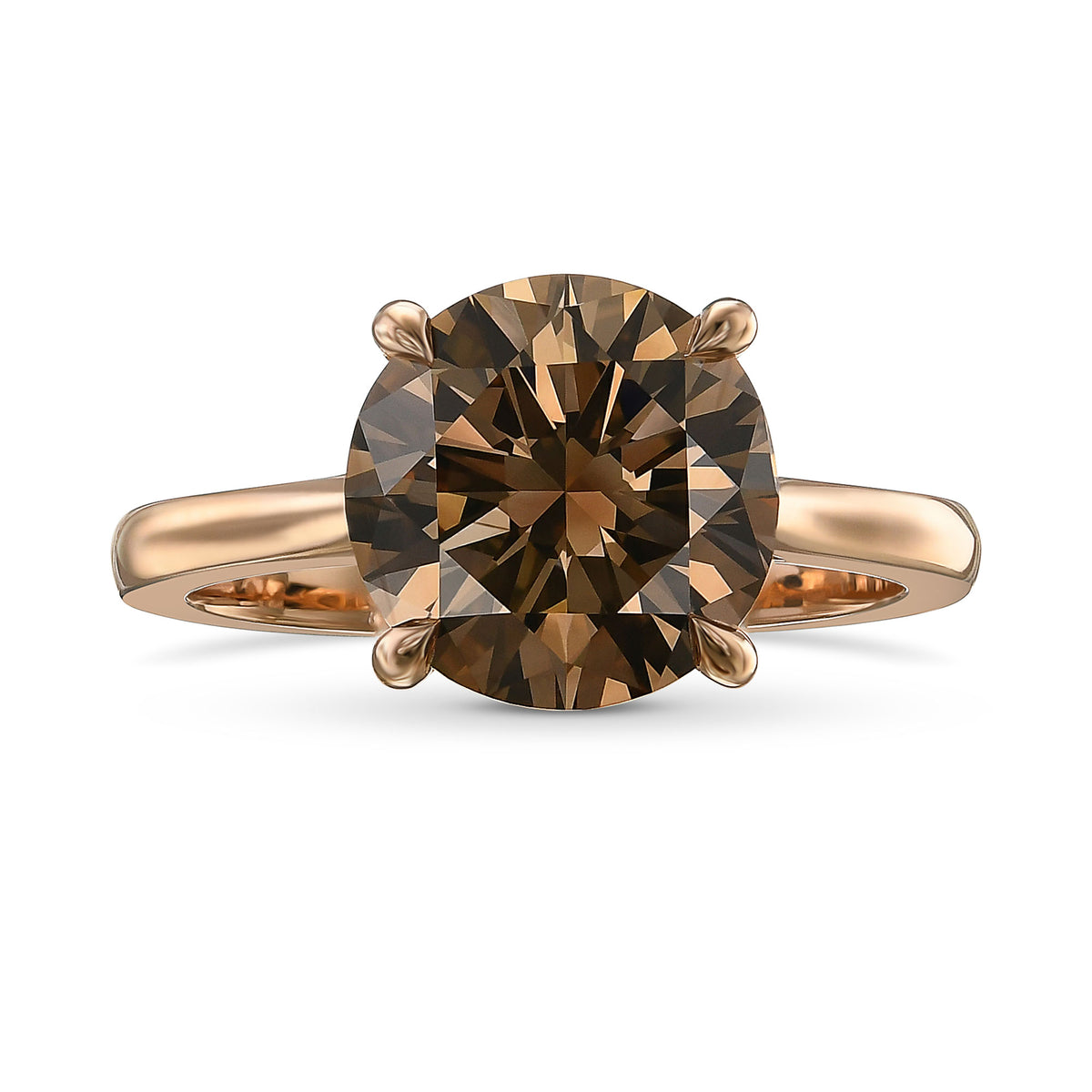 Fancy Yellow Brown Round Solitaire Diamond Ring