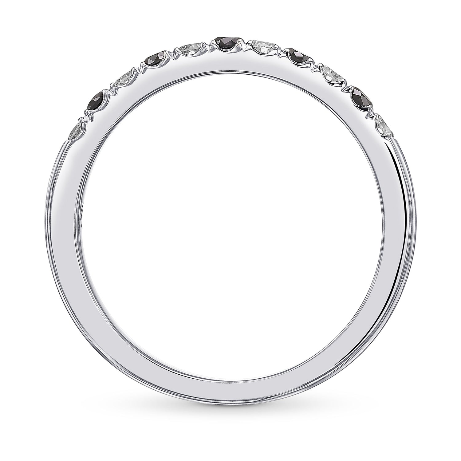 Black and White Diamond Half-Eternity Wedding Band Ring
