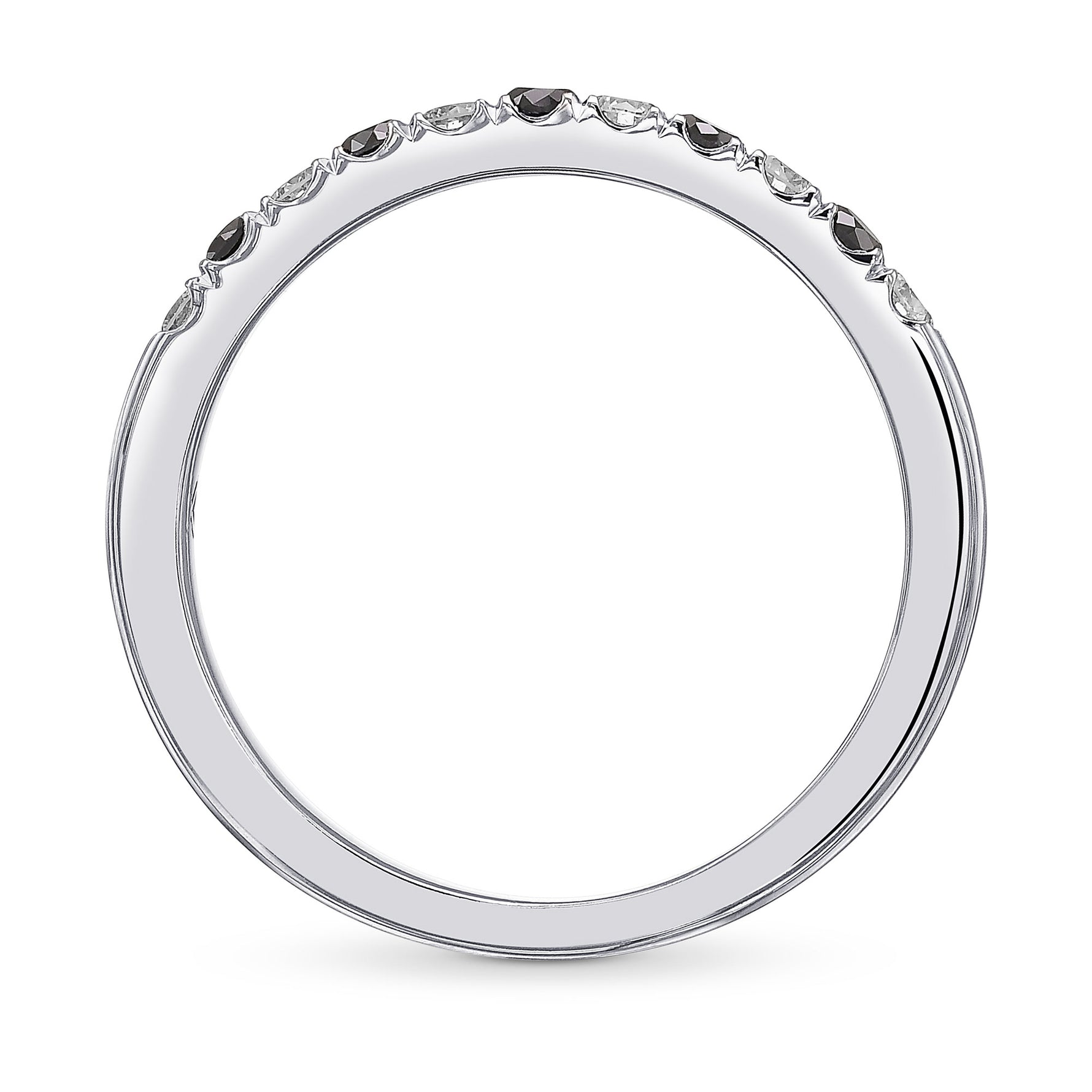Black and White Diamond Half-Eternity Wedding Band Ring