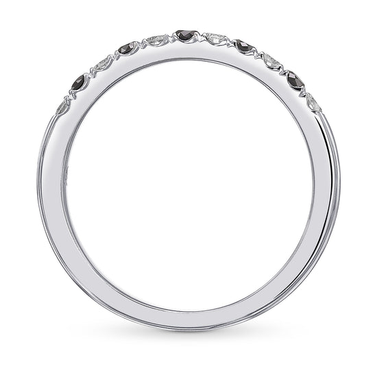 Black and White Diamond Half-Eternity Wedding Band Ring