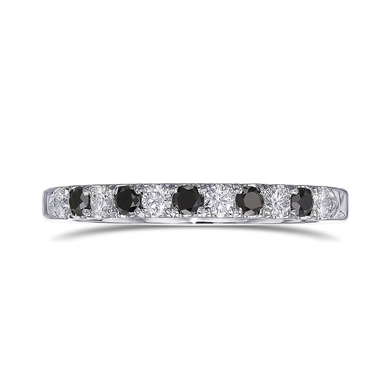 Black and White Diamond Half-Eternity Wedding Band Ring