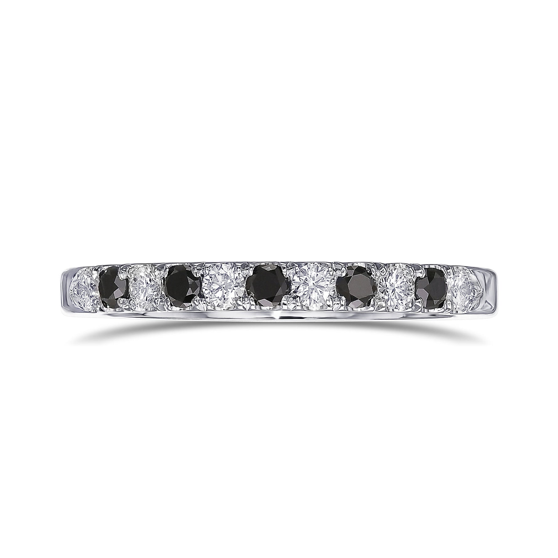 Black and White Diamond Half-Eternity Wedding Band Ring