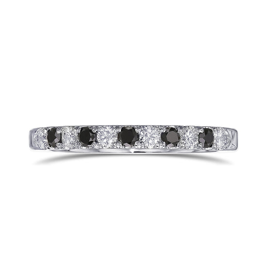 Black and White Diamond Half-Eternity Wedding Band Ring