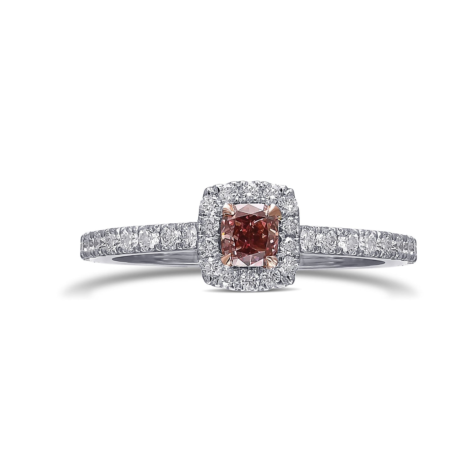 Fancy Deep Pink Cushion Halo Diamond Ring
