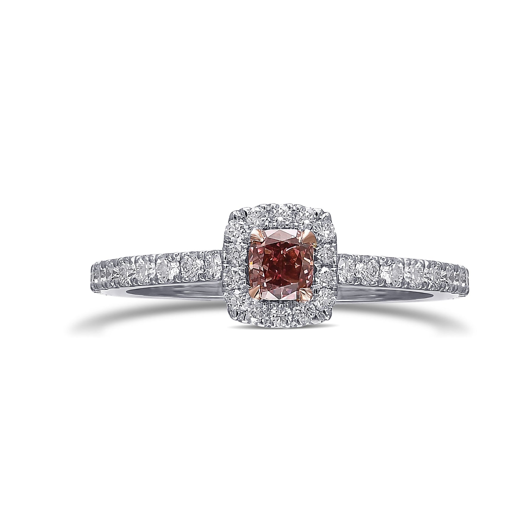 Fancy Deep Pink Cushion Halo Diamond Ring