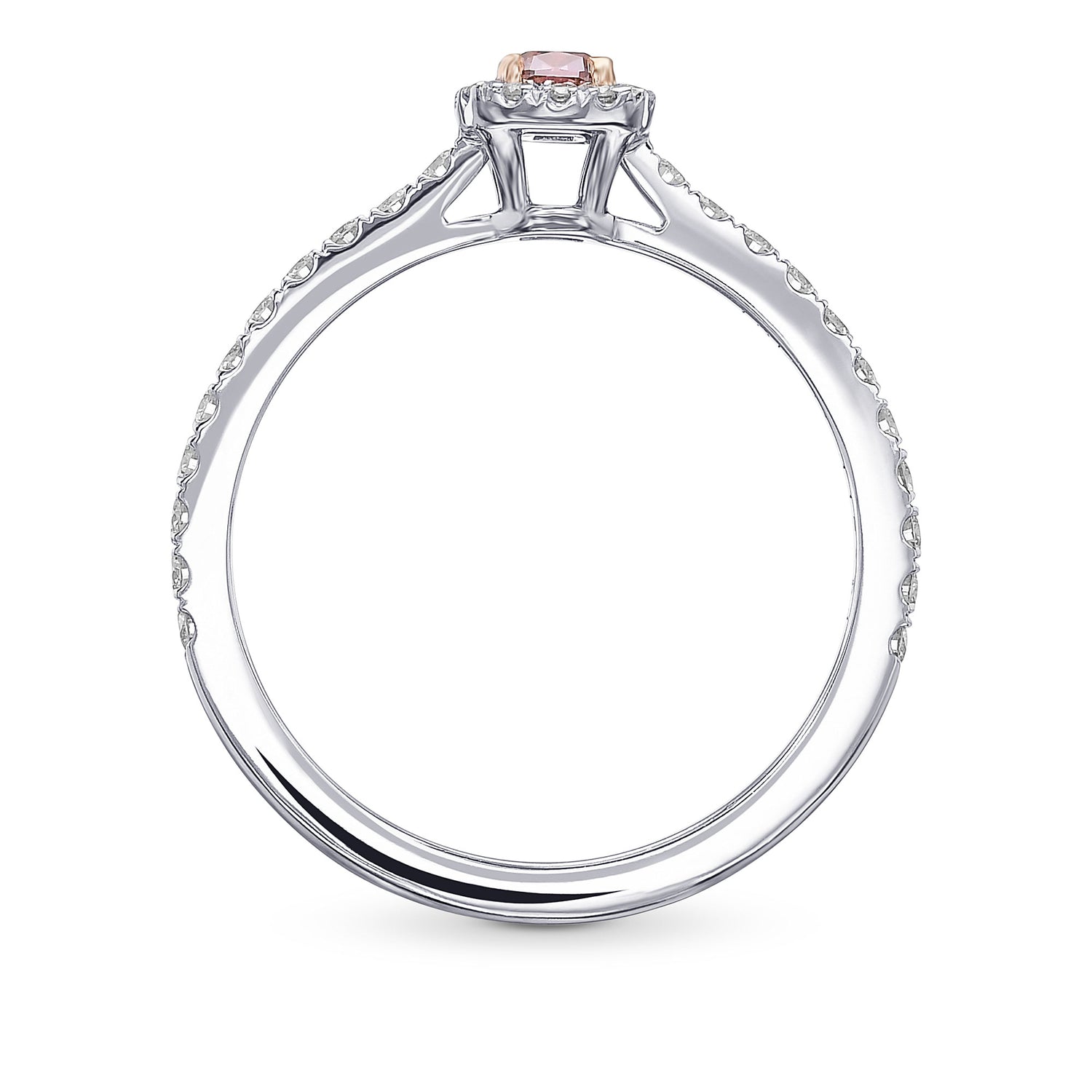 Fancy Deep Pink Cushion Halo Diamond Ring