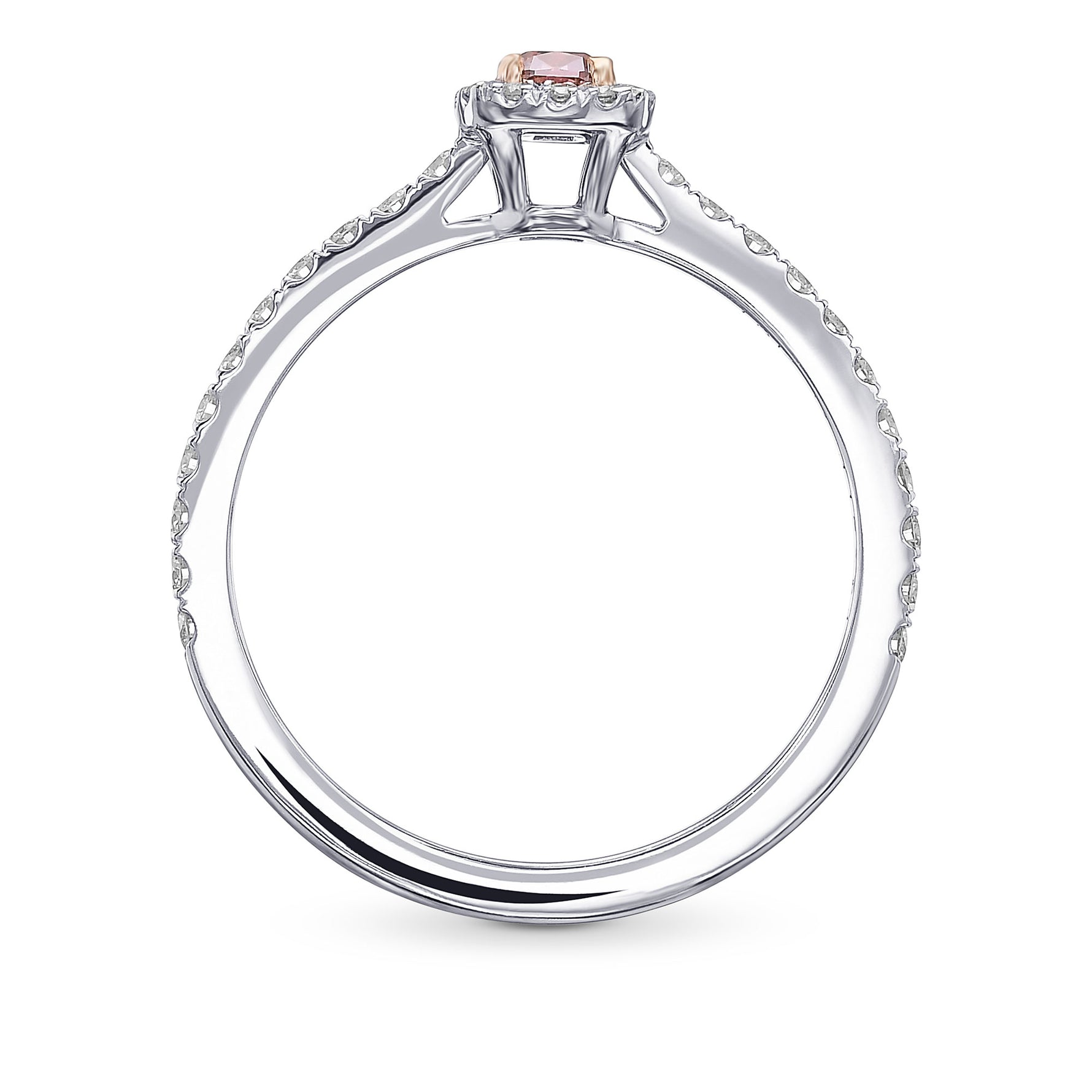 Fancy Deep Pink Cushion Halo Diamond Ring