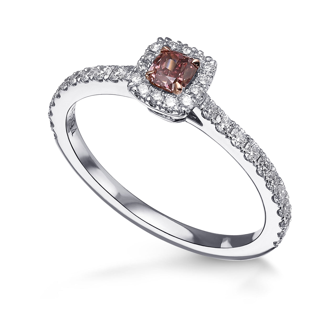 Fancy Deep Pink Cushion Halo Diamond Ring