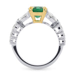 Green Zambian Oval Emerald & Marquise Diamond Ring