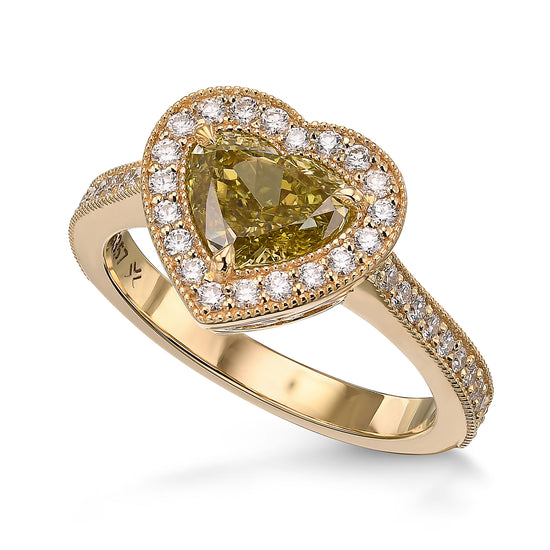 Chameleon Heart Halo Diamond Ring