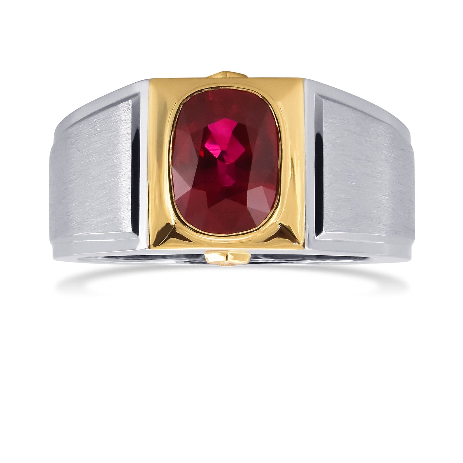Burmese "Pigeon Blood" Cushion Ruby Gents Ring