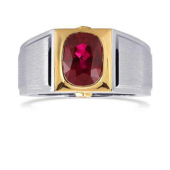 Burmese "Pigeon Blood" Cushion Ruby Gents Ring