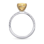 Fancy Yellow Cushion Side-stone Diamond Ring 