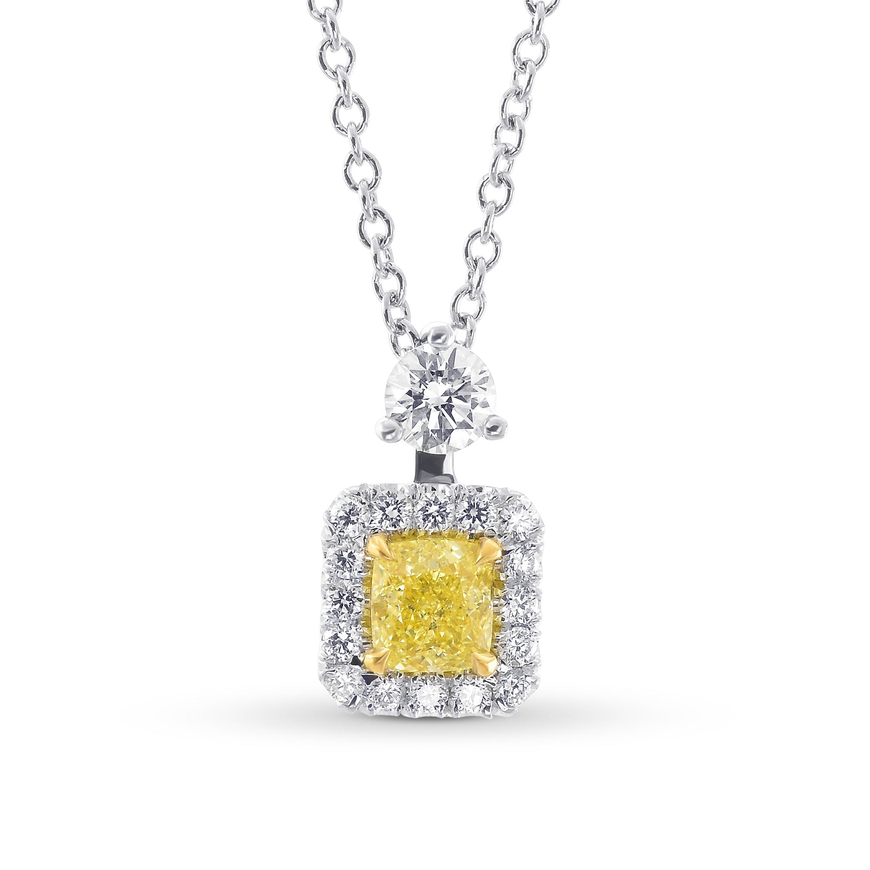 Fancy Intense Yellow Cushion Diamond Pendant
