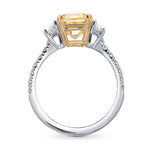 Fancy Yellow Radiant & Trapezoid Diamond Pave Side-Stone Ring 