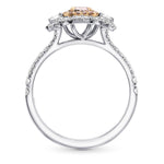 Fancy Intense Purplish Pink Cushion & Oval 3-stone Diamond Ring